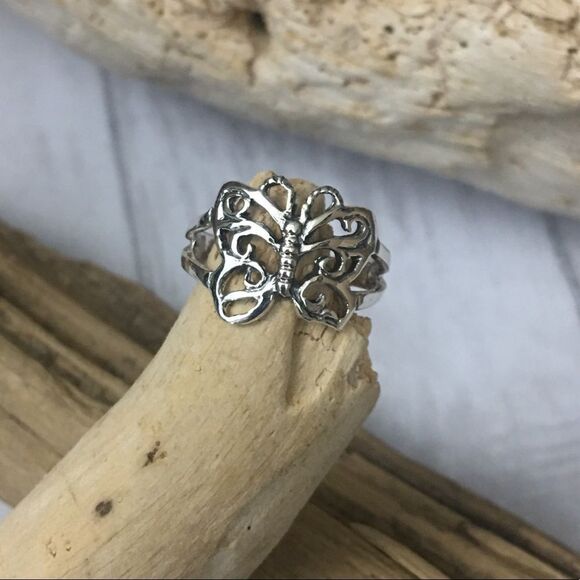 925 Silver Butterfly Toe Ring - Picture 1 of 4